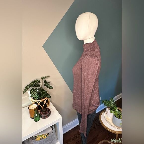 NWOT Project Social T Mockneck Glitter Sparkle Top Purple Long Sleeve Stretch M - Picture 4 of 12